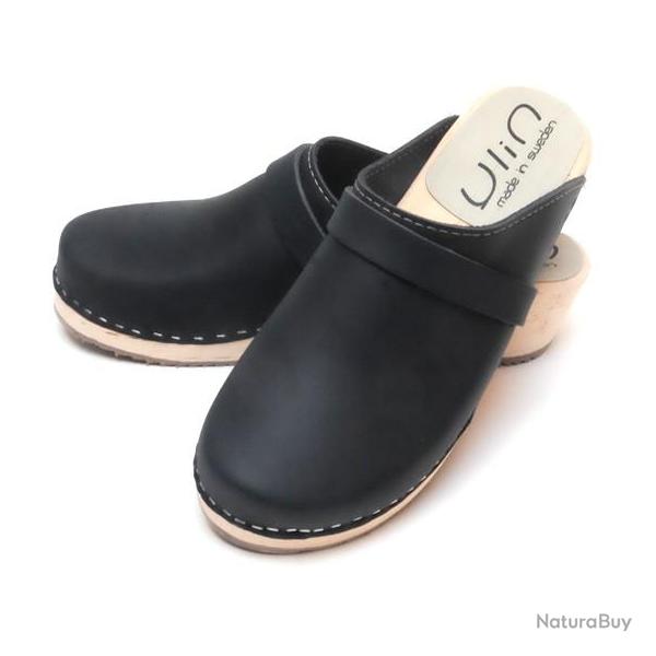 Sabots femme et homme en bois et cuir pour pieds fins cuir bleu V�g�tal