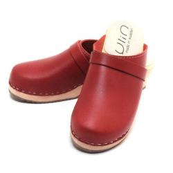 Sabots femme et homme en bois et cuir pour pieds fins 41 cuir rouge cardinal