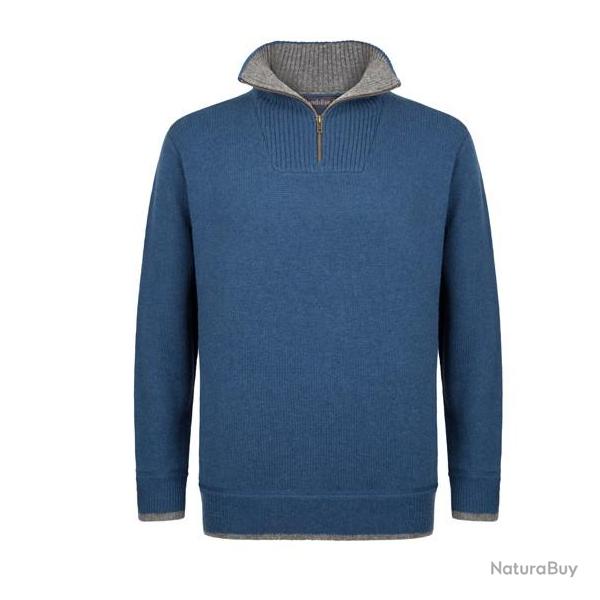 Pull Homme tr�s chaud en pure laine vierge col camionneur bleu XL (extra large)