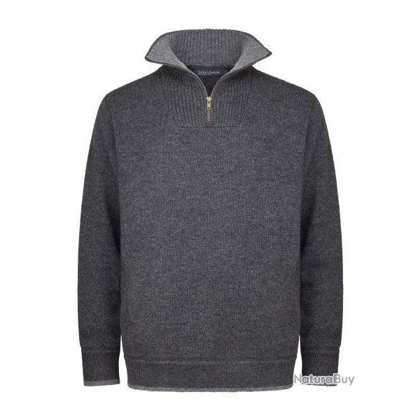 Pull Homme tr�s chaud en pure laine vierge col camionneur gris fonc� M (m�dium)