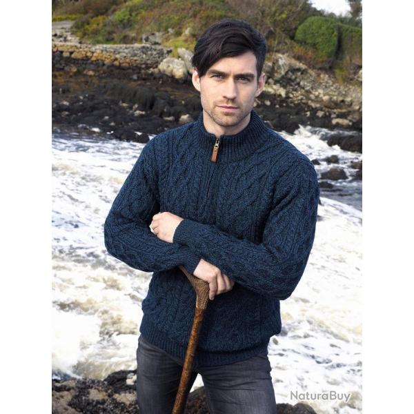 Pull Homme camionneur chaud en pure laine m�rinos bleu, beige, bordeaux,gris bleu marine navy M (m�d