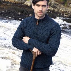 Pull Homme camionneur chaud en pure laine m&eacute;rinos bleu, beige, bordeaux,gris bleu marine navy XL (ex