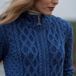 Gilet cardigan chaud Femme &agrave; Zip pure laine m&eacute;rinos bleu, &eacute;cru ou gris bleu S (small)