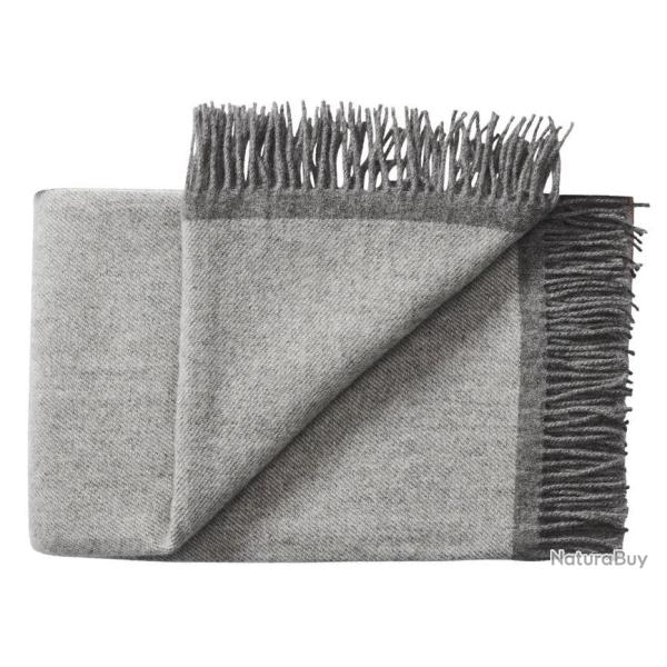 Plaid en pure laine grand taille � motif design scandinave gris clair