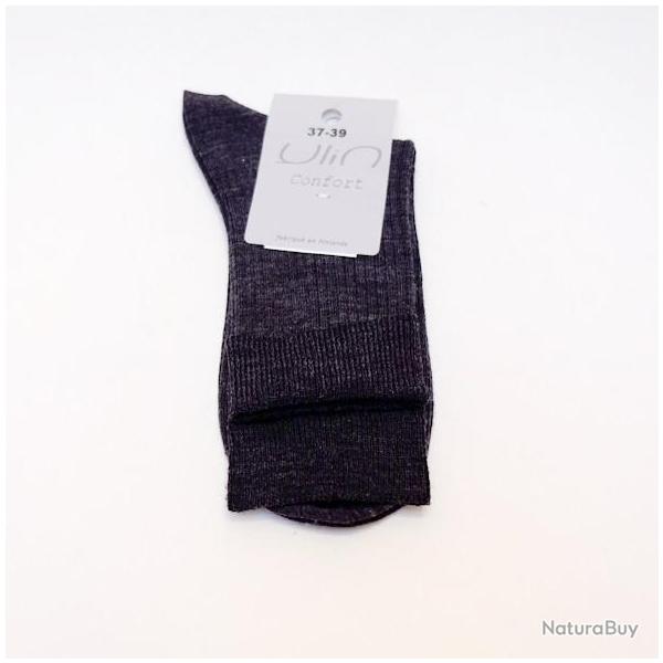 Chaussettes fines ville femme laine m�rinos non comprimantes 40/42 gris anthracite
