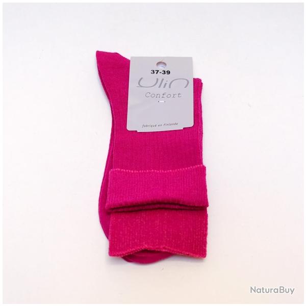 Chaussettes fines ville femme laine m�rinos non comprimantes 34/36 rose Fushia