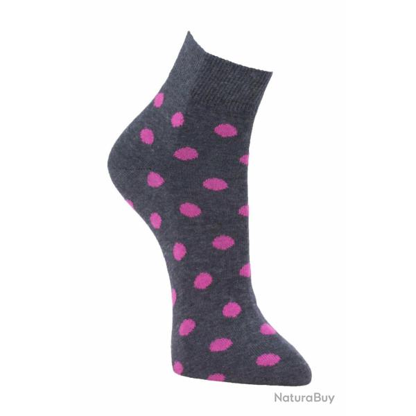 Chaussettes fantaisie � pois en coton d'egypte pour femme 40/42 rose Fushia