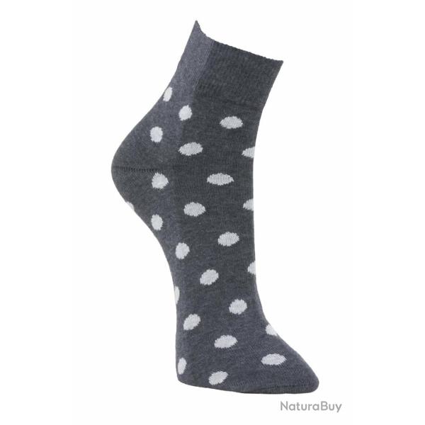Chaussettes fantaisie � pois en coton d'egypte pour femme 37/39 blanc �cru