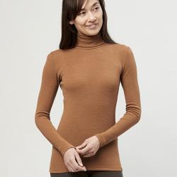 Pull femme chaud fin col roul&eacute; pure laine m&eacute;rinos femme camel 46