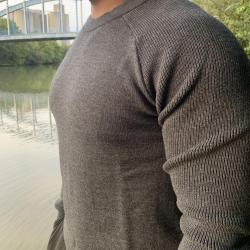 Pull homme fin en pure laine m&eacute;rinos gris, kaki 2XL gris anthracite