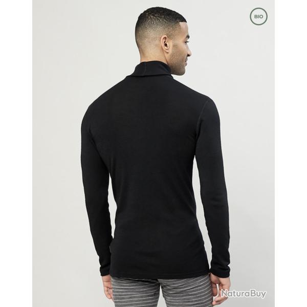 Pull fin � col roul� HOMME en pure laine m�rinos noir XL (extra large)