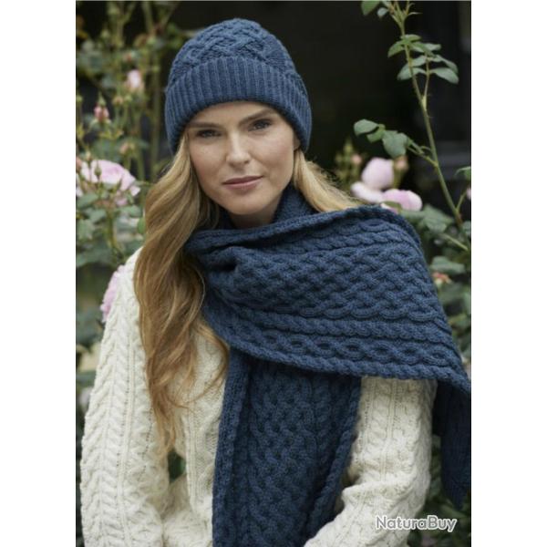 Bonnet motif treillis pure laine m�rinos Homme femme bleu