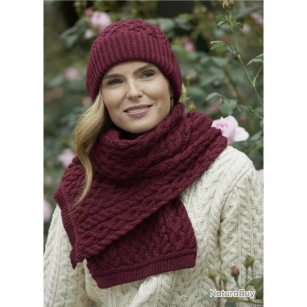 Bonnet motif treillis pure laine m�rinos Homme femme rose Fushia