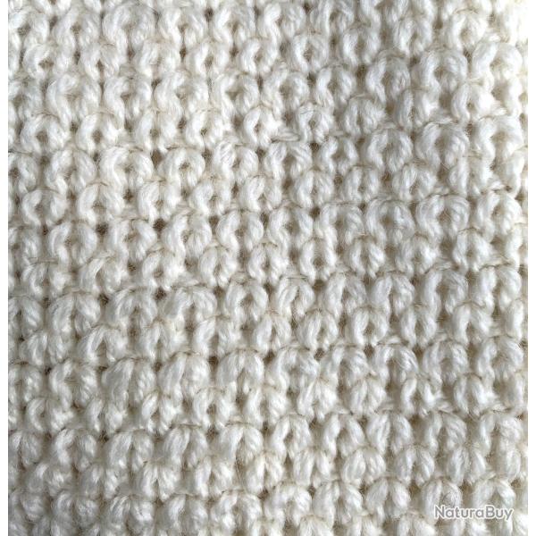 Bonnet en pure laine m�rinos � c�te de riz  blanc �cru