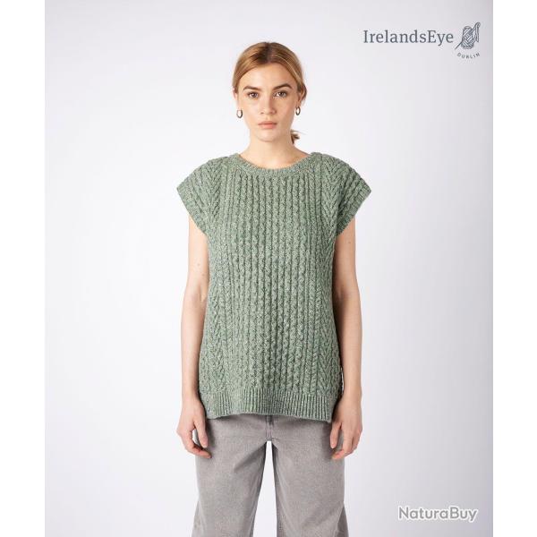 Pull sans manches femme col rond laine m�rinos soie et cachemire L (large) vert d'eau