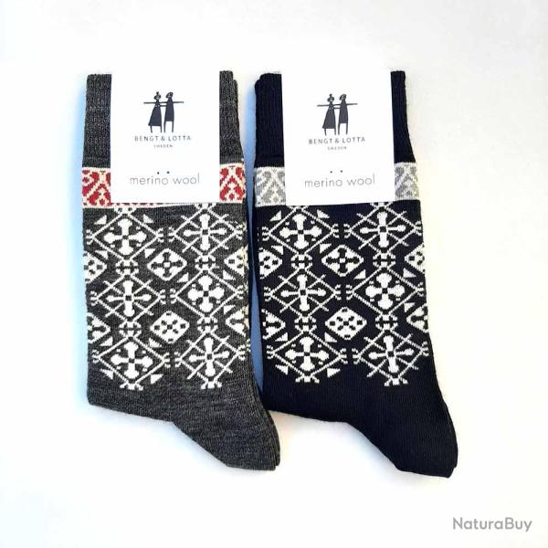 Chaussettes cr�ateurs 78 laine m�rinos fantaisie gris 40/45