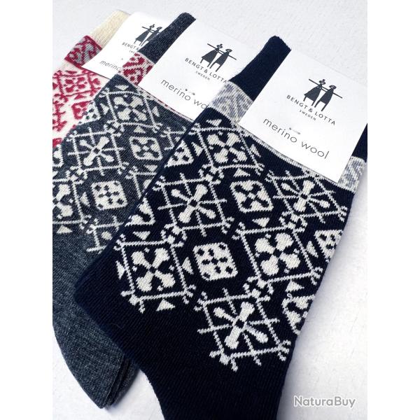 Chaussettes cr�ateurs 78 laine m�rinos fantaisie bleu marine navy 40/45