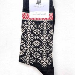 Chaussettes cr&eacute;ateurs 78 laine m&eacute;rinos fantaisie noir 35/39