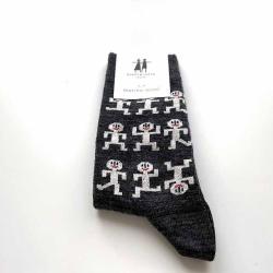 Chaussettes Bonhomme cr&eacute;ateurs laine m&eacute;rinos fantaisie gris 40/45
