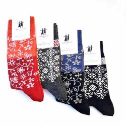 Chaussettes jardin cr&eacute;ateurs laine m&eacute;rinos fantaisie rose Fushia 40/45