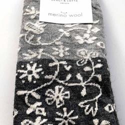 Chaussettes jardin cr&eacute;ateurs laine m&eacute;rinos fantaisie gris 40/45