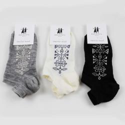 Socquettes chaudes femme 78 laine m&eacute;rinos cr&eacute;ateurs fantaisie noir 40/45