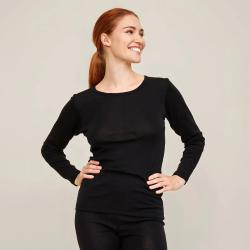 Haut femme chaud et doux en laine m&eacute;rinos et soie noir XL (extra large)