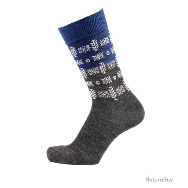 Chaussettes brigitte nordique de cr�ateur laine m�rinos fantaisie bleu  35/39