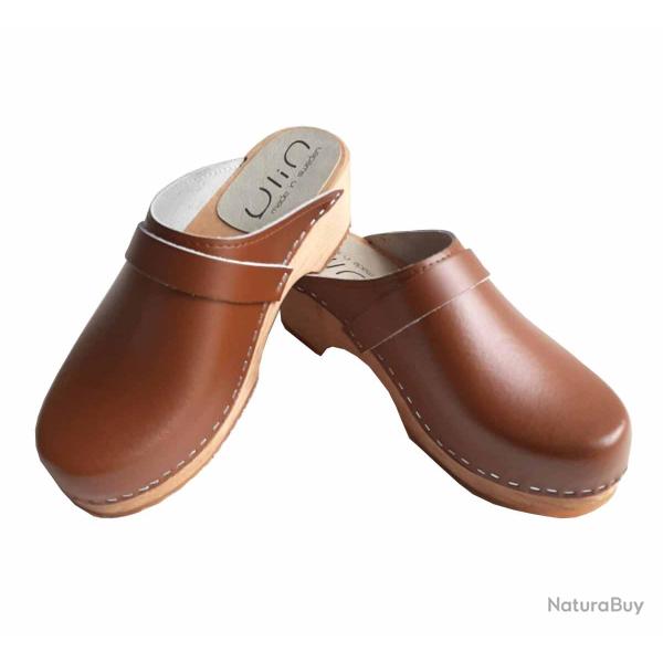 Sabots sudois bois homme et femme cuir intemporel SIENNE