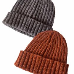 Bonnet cachemire laine c&ocirc;te simple de luxe rouille
