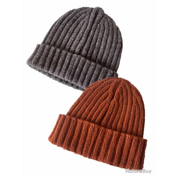 Bonnet cachemire laine c�te simple de luxe rouille