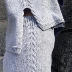 Pull femme chaud en laine merinos asym&eacute;trique et maille jersey et torsades XS (extra small) gris arg