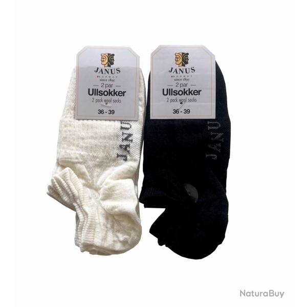 Duo de socquettes mini en laine m�rinos blanc ou noir noir 36-39