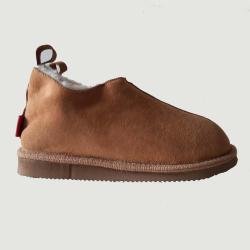 Chaussons nordiques chauds en peau de mouton lain&eacute;e SALLY moka