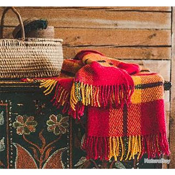Plaid chaud �cossais couleurs vives et pastel en pure laine rouge orang�