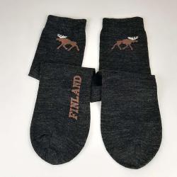 Chaussettes chaudes et fines en laine m&eacute;rinos motif renne nordique 46-48 gris