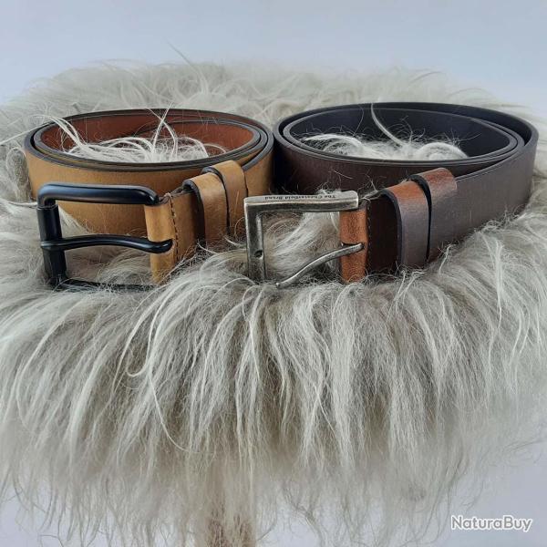Ceinture en cuir de vache v�ritable cognac 115 cm
