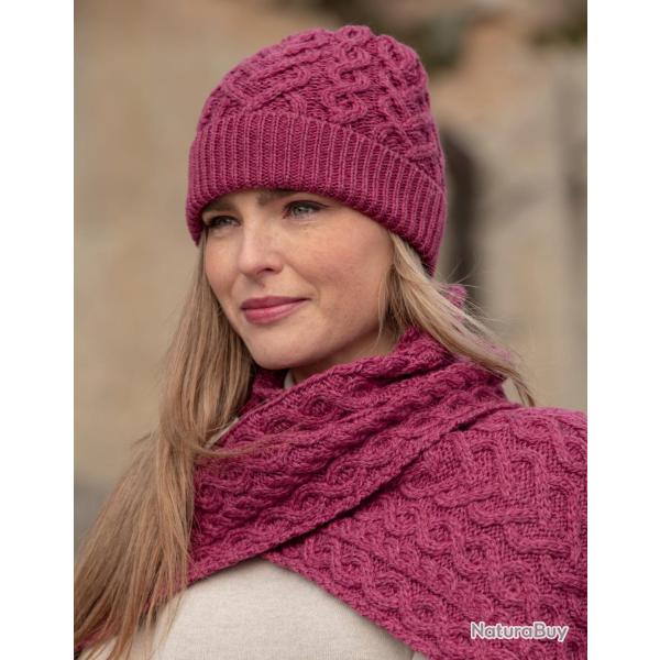 �charpe chaude �paisse en pure laine m�rinos rose framboise