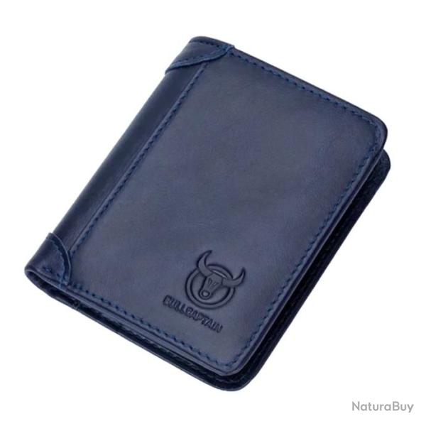 Portefeuille en Cuir V�ritable pour Homme Porte-Cartes Protection RFID Bleu