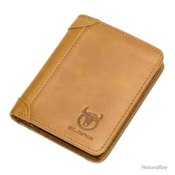 Portefeuille en Cuir V�ritable pour Homme Porte-Cartes Protection RFID Jaune