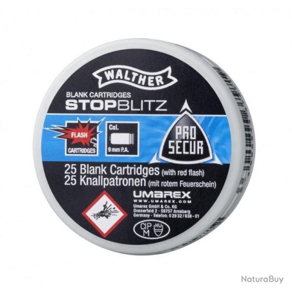 Cartouches Walther pak Stop Blitz � blanc - 9mm - Par 25