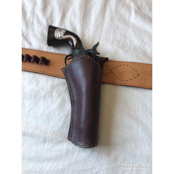 Ceinturon Western en CUIR �pais BICOLORE (coupe Clint EASTWOOD)