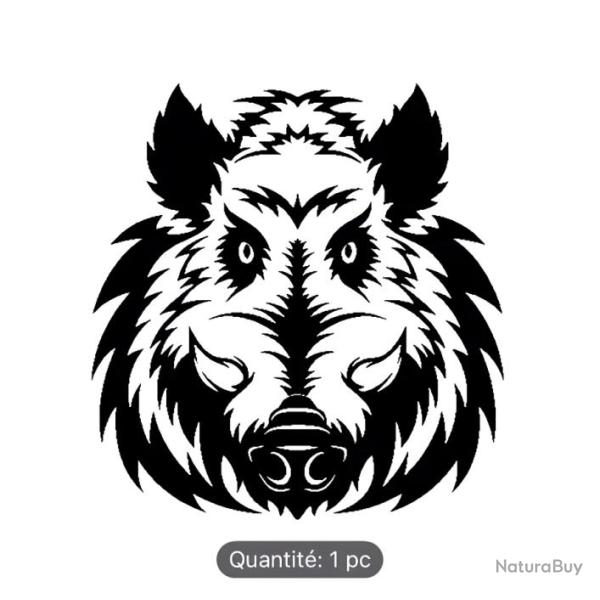 T�te de sanglier 1x Autocollant d�co voiture camping car ou autres plusieurs couleurs dispo