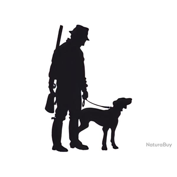 Chasseur avec son chien Autocollant d�co voiture camping car ou autres plusieurs couleurs dispo a1