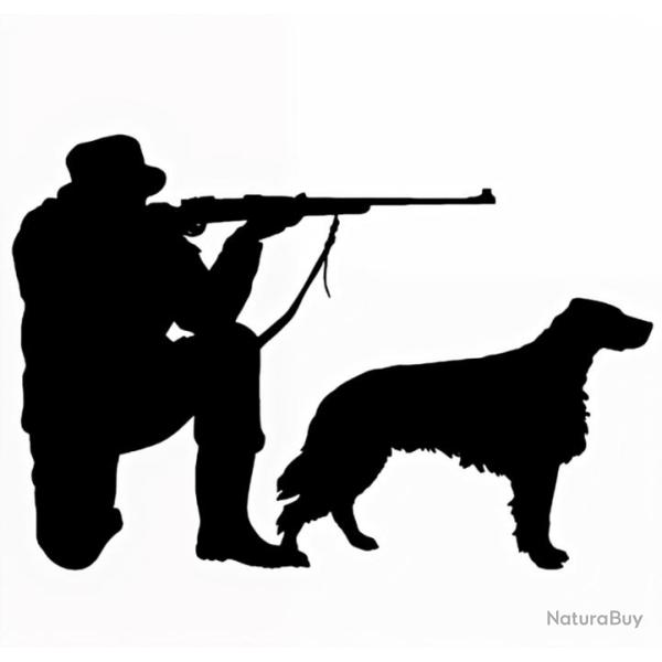 Chasseur et son chien Autocollant d�co voiture camping car ou autres plusieurs couleurs dispo a1