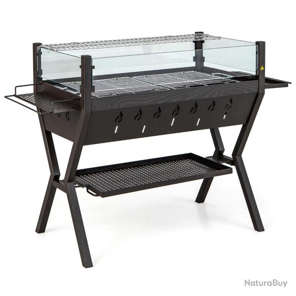 Barbecue  charbon de bois gril au charbon de bois en acier inoxydable avec pare-vent supports d'as