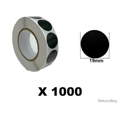2000 Pastilles Adhésives Rondes 19 Mm - 1000 Noires + 1000 Blanches - Étiquettes Points Pour Bureau, École, Bricolage