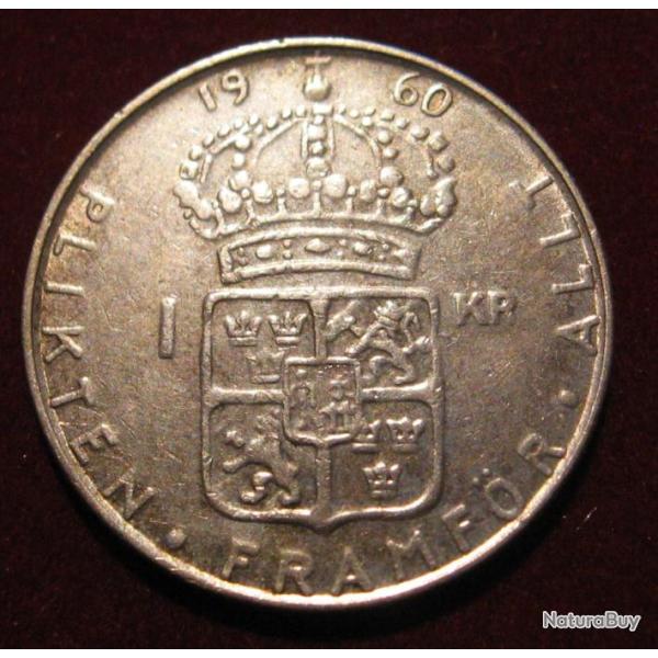 DANEMARK   piece de 1  KRONE  1960  ttb
