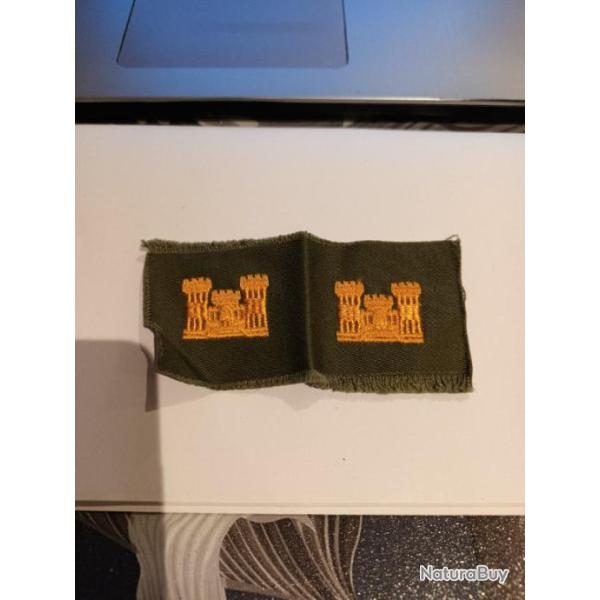 Lot de COLLARS officier arm�e us ENGINEER kaki ORIGINAL