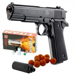 Pack d&eacute;fense "PISTOLET COLT GOVERNMENT 1911 A1 + Munitions - CAL 9MM PAK - BLACK